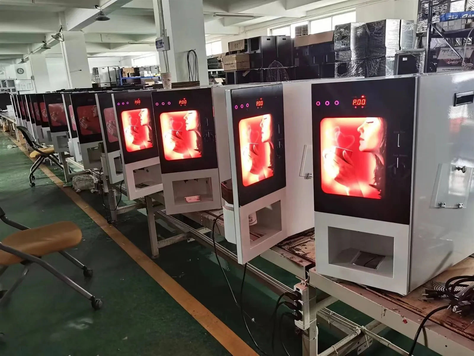 Production line of coffee vending machines